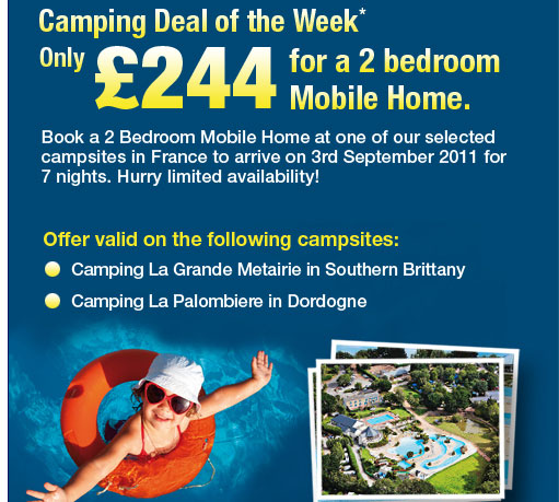 Camping Deal of the Week* Only £244 for a 2 bedroom Mobile Home.