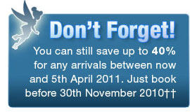 Don't Forget - book now to save up to 40%